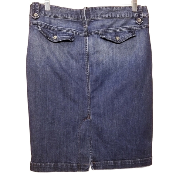 Lucky Brand | Denim Pencil Skirt w/ Back Slit (8) - Picture 8 of 8